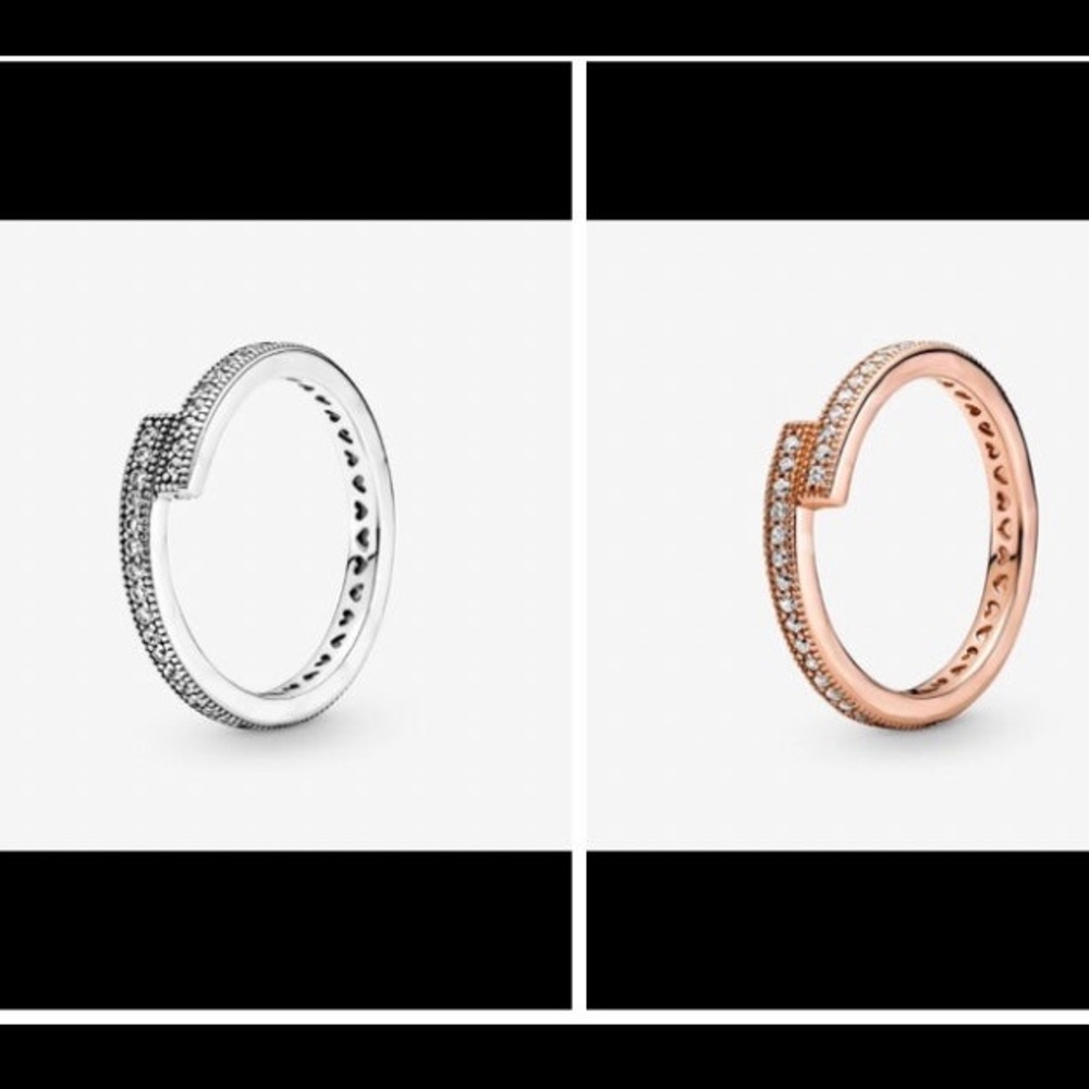 Gorgeous silver and rose gold rings with Swarovski elements